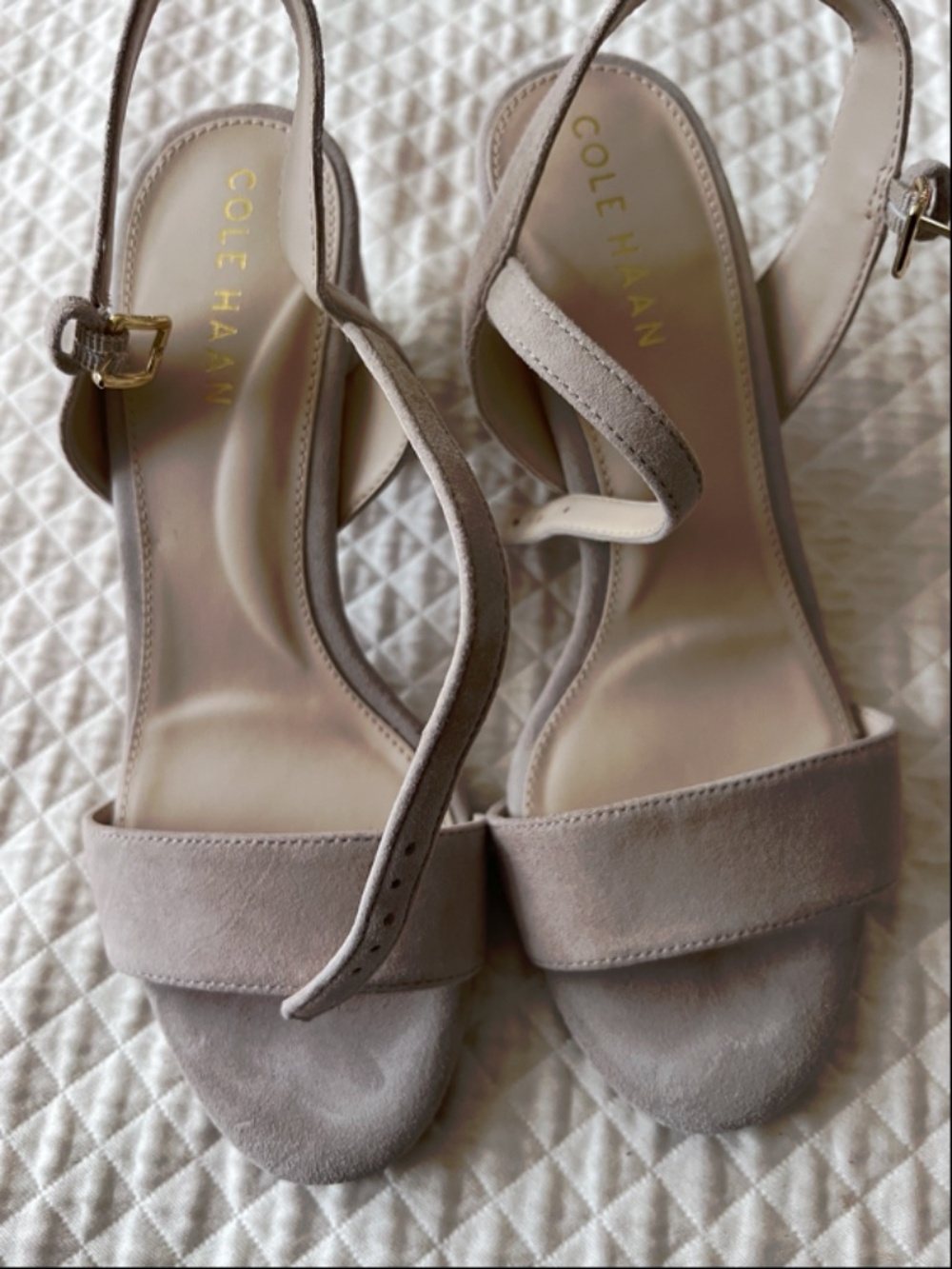Cole Haan Josie Block Heel sandals in neutral suede size 5